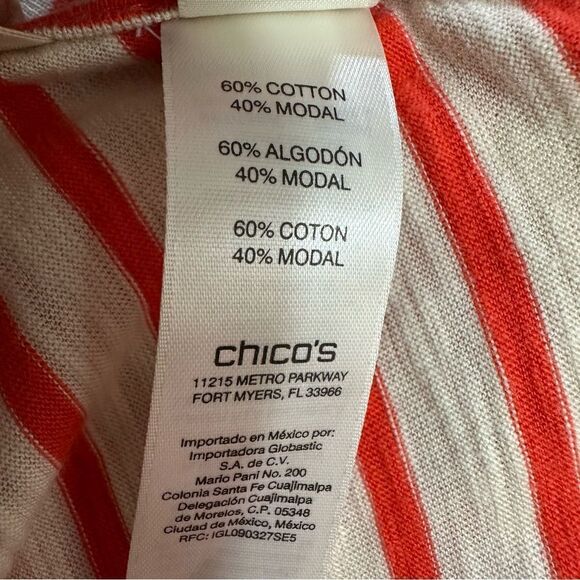 Chico’s‎ orange asymmetrical stripe tunic size M - Picture 7 of 12